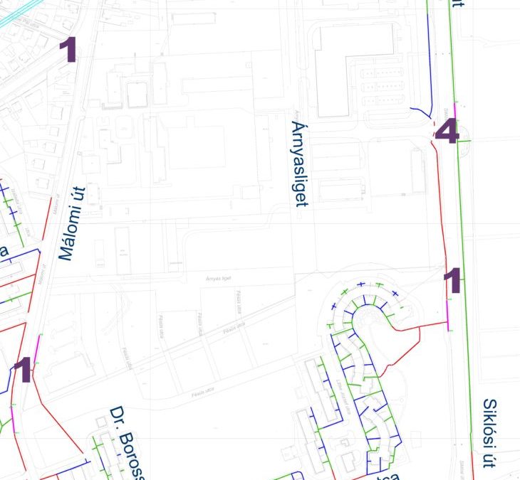 Egy utca helyét mutató térkép.
